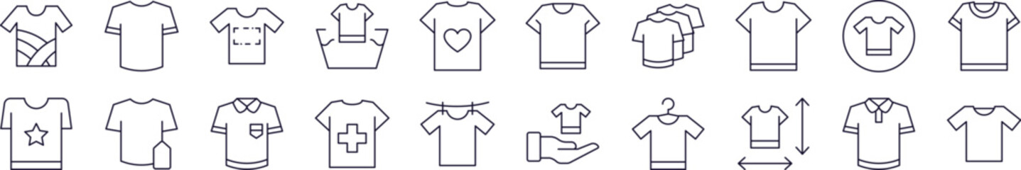 Wall Mural - t shirt simple isolated line icons collection. editable stroke. perfect for web sites, books, cards,