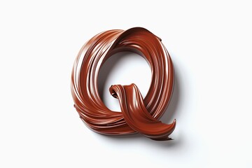 Letter Q designed with flowing cocoa texture isolated on white background