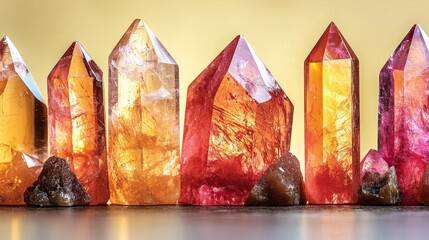 Colorful crystals, display, light background, healing,  spiritual, relaxation, object