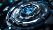 © Sadia - Intricate futuristic design with glowing blue accents in a dark environment