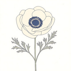 Canvas Print - PNG White Anemones flower art illustration anemone