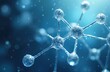 © Maryna - Abstract molecular structure on blue bokeh background, illustrates science tech research. Nano tech connection formula for medical healthcare design with futuristic dynamic motion fluids.
