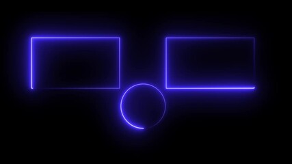 Wall Mural - rectangle neon line. neon end screen frame isolated on black background. seamless loop , rounded rec