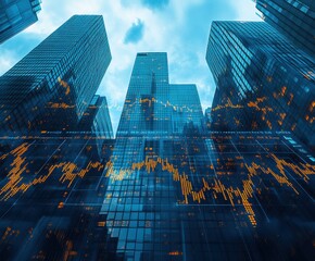 Poster - Cityscape of a Modern Business District with Skyscrapers