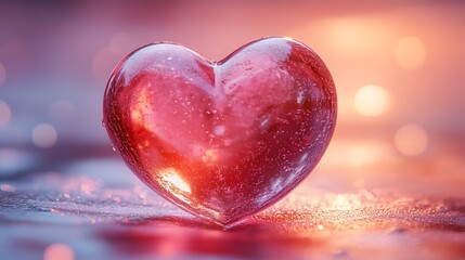 Wall Mural - Red and pink 3D heart shape with soft light reflections and shadows
