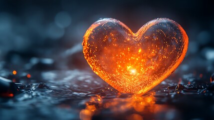 Wall Mural - Romantic floating heart shape with glowing edges and dreamy background