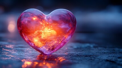 Wall Mural - Red and purple heart shape with soft edges glowing with inner light