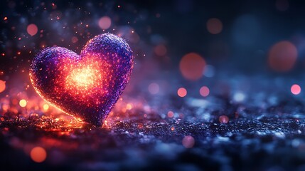Wall Mural - Red and purple heart shape with soft edges glowing with inner light