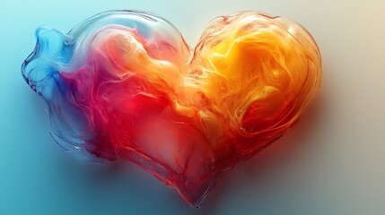 Wall Mural - Abstract heart shape rendered in soft pastel colors with digital effects