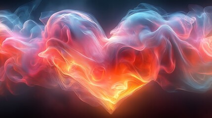 Wall Mural - Abstract heart shape rendered in soft pastel colors with digital effects