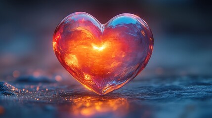 Wall Mural - Abstract heart with soft pastel gradients and glowing light reflections
