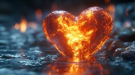 Wall Mural - 3D heart shape with fluid animation and soft glowing edges