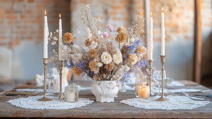 Wall Mural -  dried flower table setting