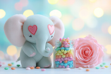 Poster -  elephant with rainbow candies