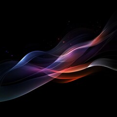 Aufkleber - Abstract Flow: Vibrant Wavy Lines and Particles on Black Background - Modern Digital Art