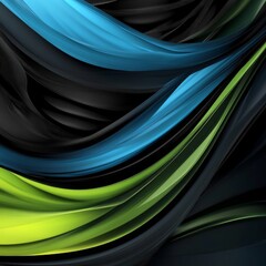Aufkleber - Abstract Waves: A Symphony of Blue, Green, and Black Textures in Dynamic Flowing Lines 