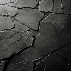 Poster - Dark Stone Wall Texture - Abstract Background of Slate Rock Fragments and Fissures
