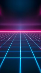 Wall Mural - a futuristic illustration showing a glowing grid perspective scene
