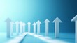 © NCSF - Upward Arrows on Blue Background Symbolizing Growth, White arrows pointing upwards on a blue background, symbolizing growth or progress
