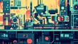 © Tyrah - Abstract representation of a futuristic industrial landscape with robotic arms and machinery