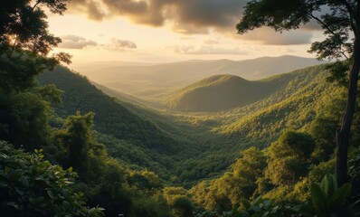 Wall Mural - Scenic mountain landscape at sunset