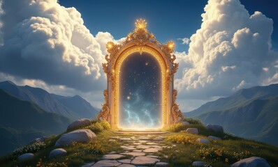 Poster - Magical portal in a serene landscape