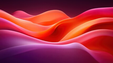 Poster - Abstract orange, purple waves flowing, dark background, digital art, website banner