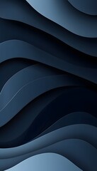 Wall Mural - abstract paper layers resemble wavy dark blue design structure