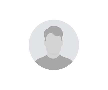 Default placeholder avatar profile. Male face silhouette. Faceless man user silhouettes for social media profiles, icons, screensavers and as a template. 

