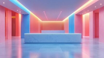 Wall Mural - Modern Architectural Space with Vibrant Color Lighting Effects