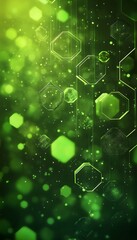 Wall Mural - green hexagonal and bokeh shapes with a subtle linear grid