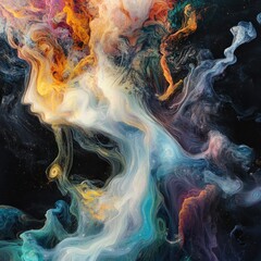 Poster - Colorful swirling paint nebula, cosmic background, art