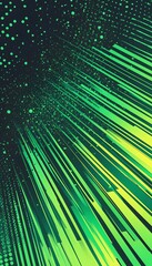 Wall Mural - green colored digital art displaying lines and dots gracefully