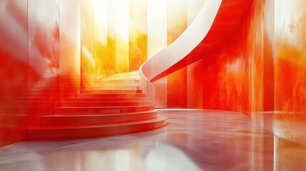 Wall Mural - Vibrant Abstract Interior with Spiraling Staircase and Bright Colors