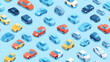 © VicPhoto - Ilustración de autos de colores en patrón repetitivo