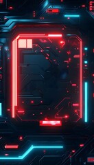 Wall Mural - red and blue electronic circuitry displaying futuristic technology details