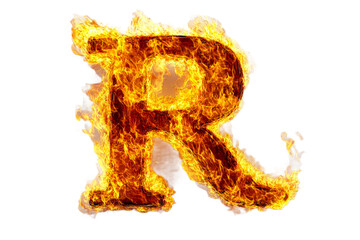 Wall Mural - Letter R engulfed in flames with bright colors