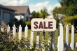 © Serhii - Yard Sale Delight: Vibrant Sign Against a White Fence Under a Clear Sky, Perfect for Summer Shopping Adventures