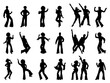 © Lutfe Saba Prionti - Set of 70s Disco Dancers Silhouette in various poses isolated on white background