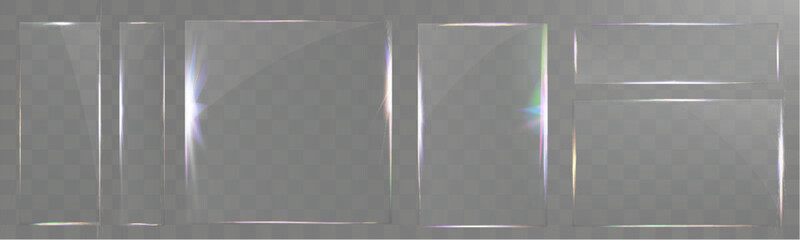 Wall Mural - transparent glass panel, realistic glass texture, clean glass frame, modern glass ui, reflective gla