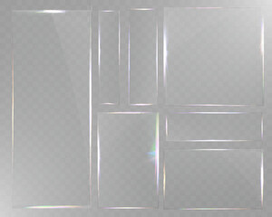 Wall Mural - transparent glass panel, realistic glass texture, clean glass frame, modern glass ui, reflective gla