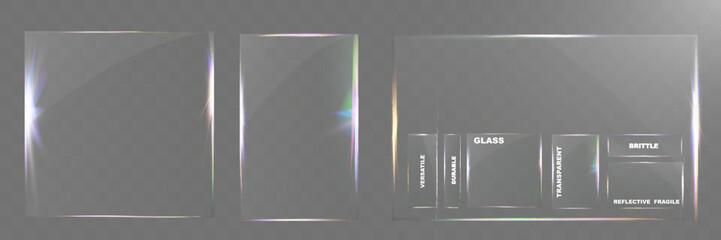 Wall Mural - transparent glass panel, realistic glass texture, clean glass frame, modern glass ui, reflective gla