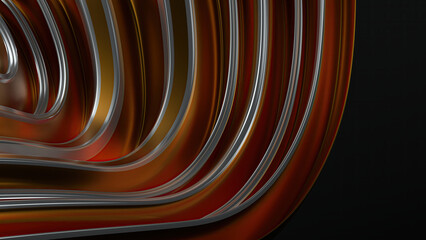 Wall Mural - modern delicate curve abstract background of silver line dark background with gold band