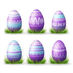 Poster - Easter egg illustrations in transparent PNG format, showcasing individual elements