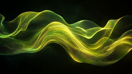 Wall Mural - bright green neon lines against a dark background