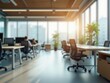 © Michael - Blurred modern open plan office with natural lighting and ergonomic chairs