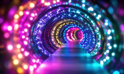 Wall Mural - colorful digital abstract art with swirling neon lights in vibrant hues of blue, purple, and pink, c