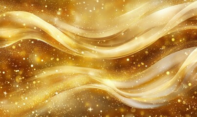 Wall Mural - dynamic golden glittering particles flowing across a deep warm backdrop, creating a celebratory and 