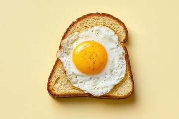 Wall Mural - Fried egg sits atop a slice of toasted bread