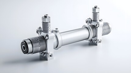 Poster - 3D rendered animation showcasing the smooth extension and retraction of a hydraulic cylinder a critical component in various industrial and engineering applications